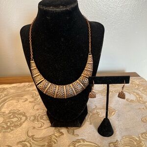 Chic Copper Brown Necklace & Earring Set